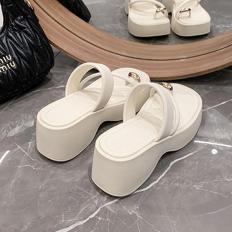 Set Toe Модные женские тапочки Летние новые большие носки с блестками Простая текстура Толстая подошва Женские сандалии Тапочки Sandalias De Mujer