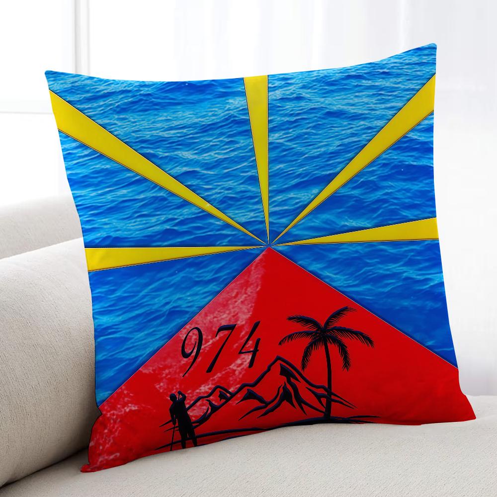 974 R-Reunion I-Island cushion cover Home Bedding Sofa living Room pillowcase Simple Soft Skin Cushion Cover Party Gift