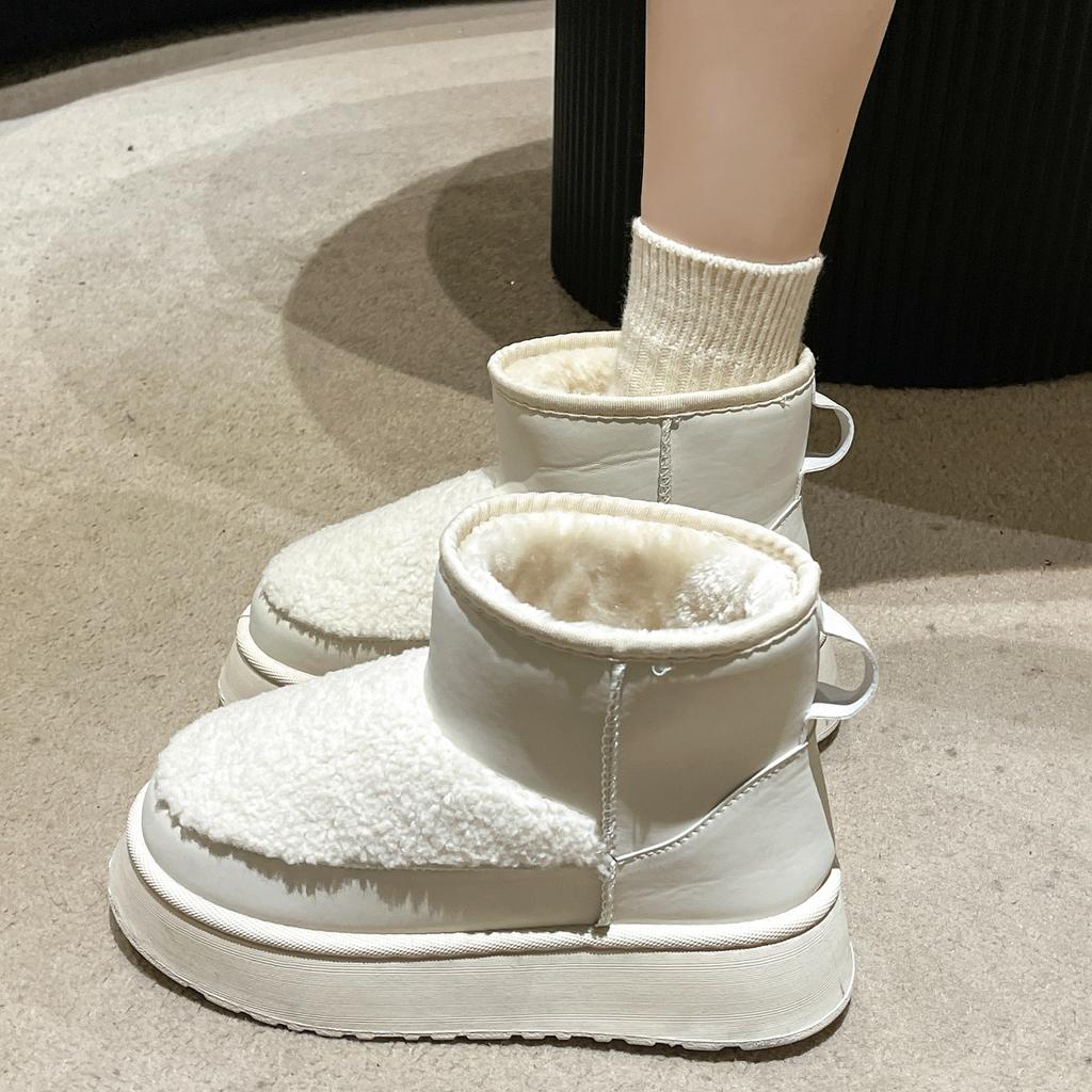 Shoes for Woman Ankle Women's Snow Boots Moon Elegant with Medium Heels Platform Chunky Black Booties Furry Demi-season Sale Hot