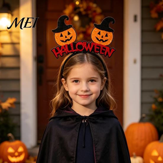Headband 8 Pcs Halloween for Kids Adults, Glitter Pumpkin Holiday Hair Bands Eyeball Bat Hairband Costume, Cosplay Party Favors Festival Theme