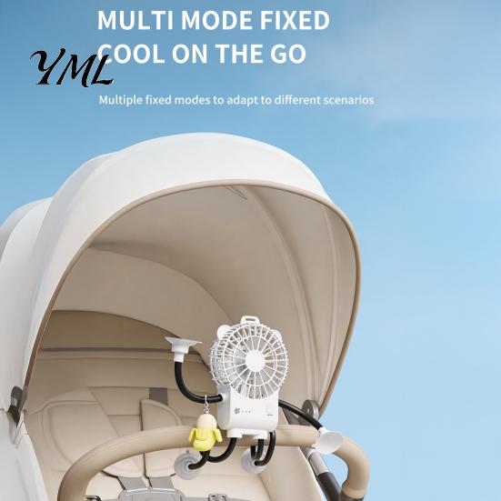 Compact Stroller Fan Octopus Suction Cup Mini Fan, Flexible Legs Desk Clip with 3 Silent Personal for Work Speed, Quiet USB Rechargeable Small
