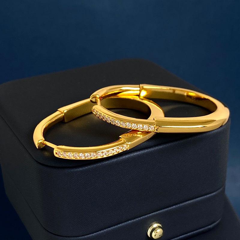 Серьги Fan Personality с замком в форме полубриллианта, двухцветные, U-образные, большие серьги-гвоздики