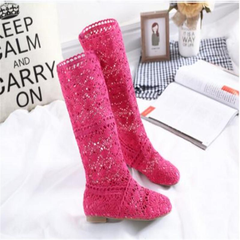 2025 полые ботинки обувь дышащая вязаная сетка модные с высоким голенищем летние женские ботинки с высоким голенищем женская обувь 11 цветов