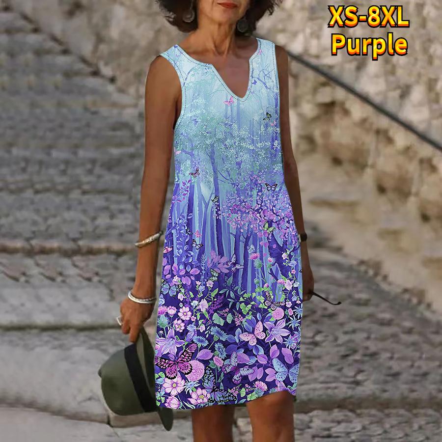 Женское платье с v-образным вырезом, летнее лесное платье с фрагментированными цветами и принтом, повседневное модное платье без рукавов, повседневные свободные сексуальные платья размера плюс XS-8XL