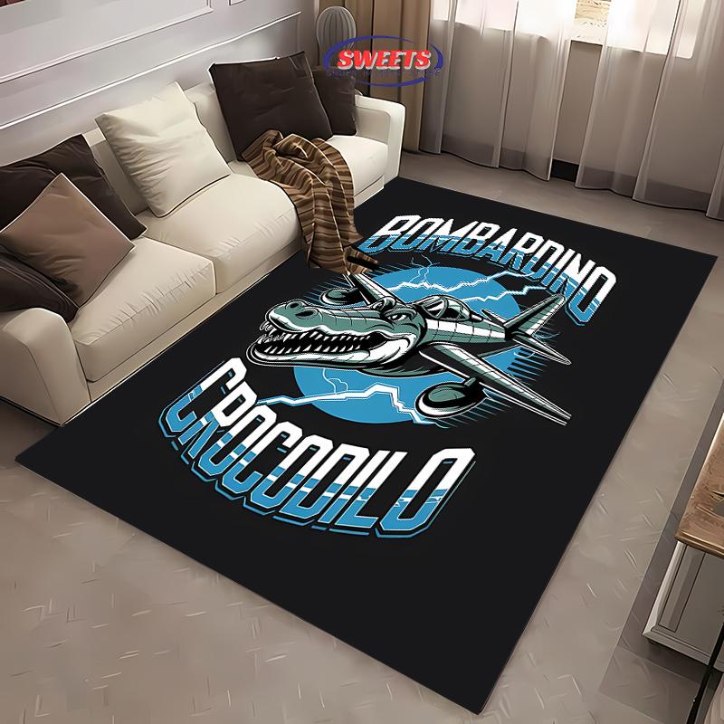 Italian Brainrot Bombardiro Crocodilo Printed Carpet Living Room,Sofa,Table, Rug, Picnic, Camping, Outdoors, Bedroom, Home, Mat