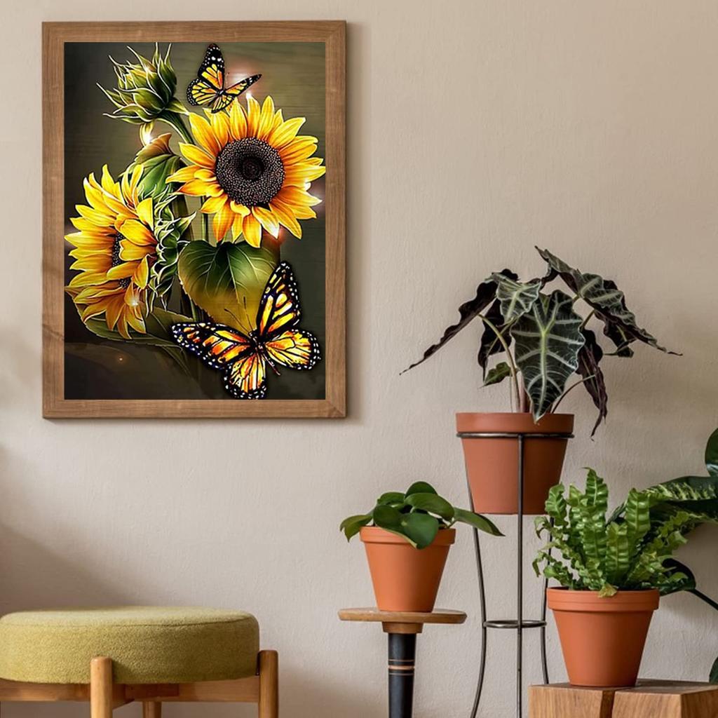 5D Diy Diamond Painting Cartoon Beautiful Sunflowers Cross Stitch Set Full Diamond Embroidery Mosaic Art Picture of Rhinestones Decor Gift
