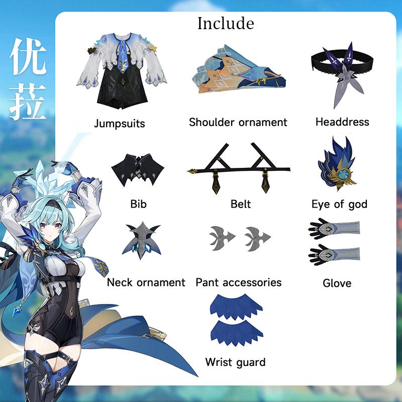 Eula Cosplay Genshin Cosplay Costume Lawrence Euruaroorensu Cosplay Wig Shoes For Women Game Party Role Play Outfit