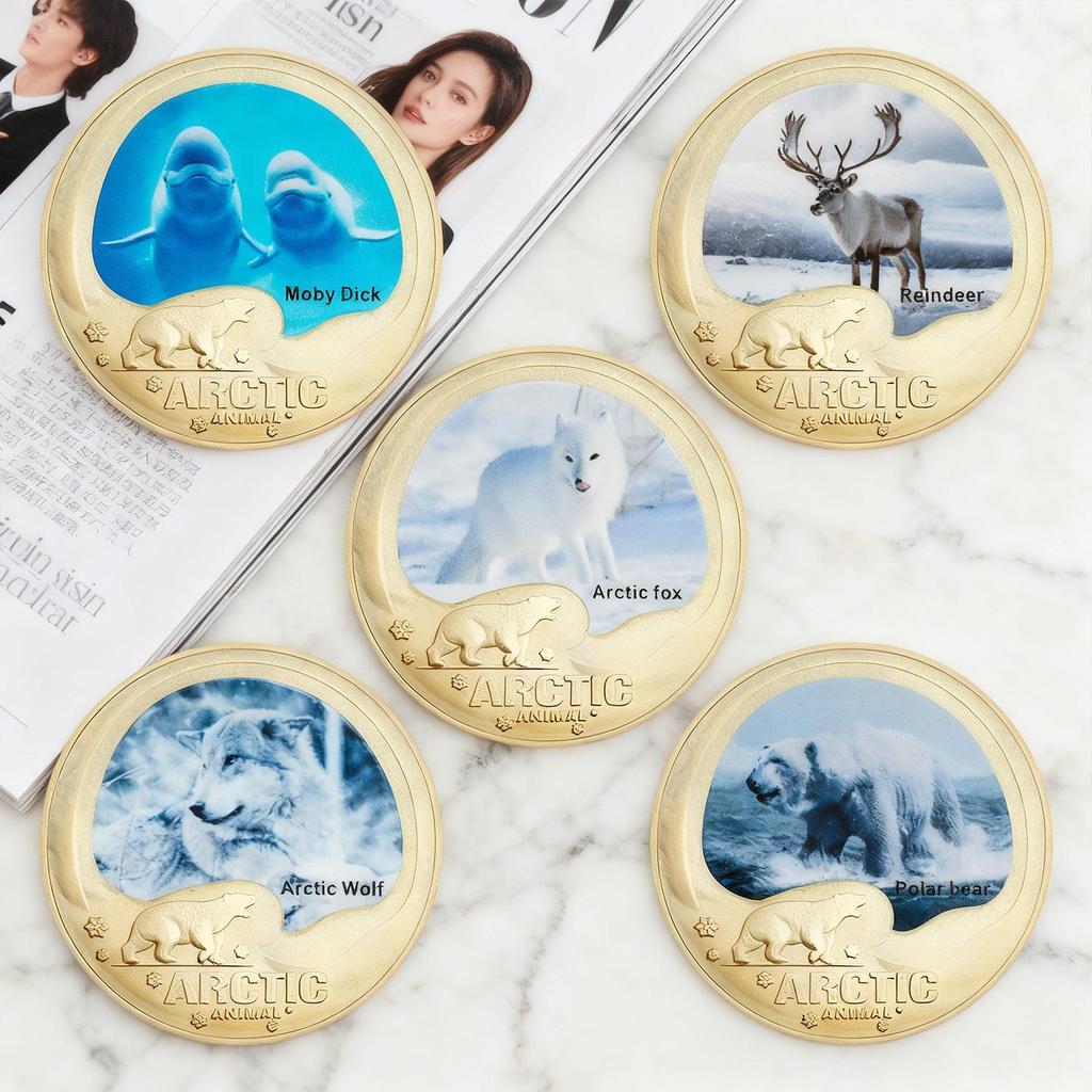 Arctic Island Animal Commemorative Coins, Collecting Commemorative Medals, Enthusiasts Collecting Gifts, Includes gift box