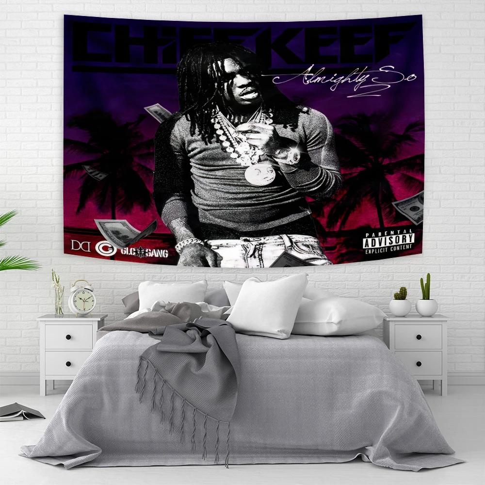 Американский флаг Chief Keef В Саду Эдема Настенный Гобелен Хиппи ХипХоп Рэпер Гобелены Декор комнаты Эстетика