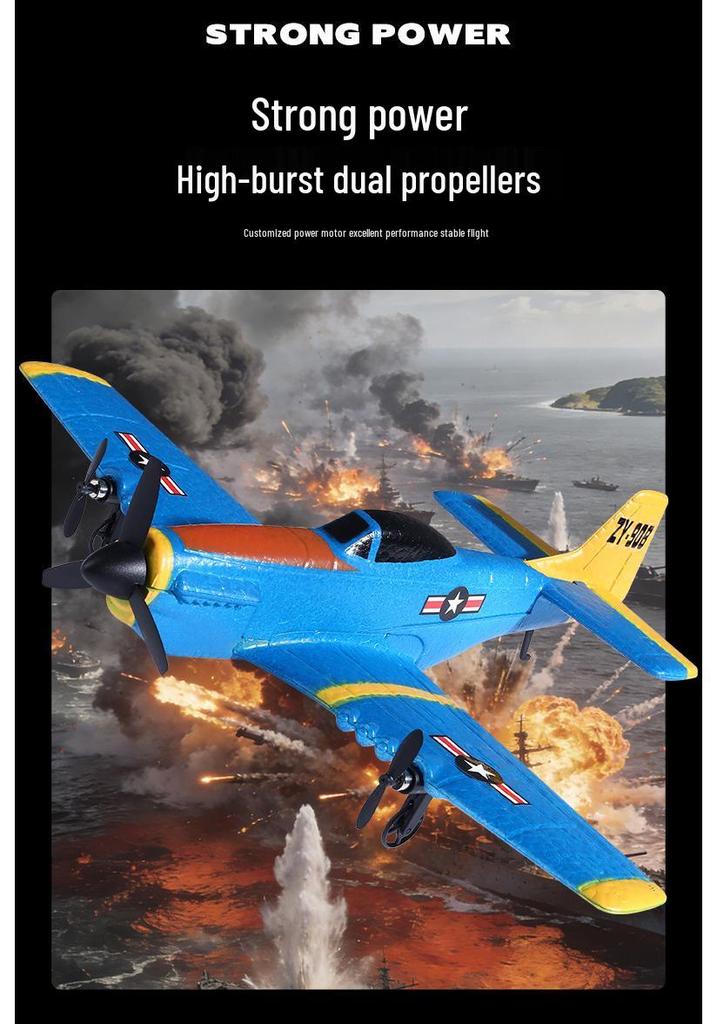 Zhiyang Toys P51 Remote Control Mustang Fighter Fixed-Wing Model Aircraft Glider for North America