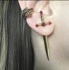 Kiss Jewelry Панк Меч Готический Kinitial Пирсинг Серьги для Женщин Мужчин Готический Хрустальный Ухо Куртка Пусеты Серьги Украшения