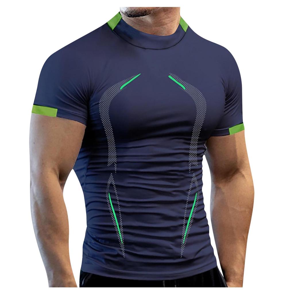 Летняя мужская фитнес-спортивная тренировка, дышащая, с короткими рукавами, европейского размера, быстросохнущая одежда, мужская спортивная модная футболка с короткими рукавами