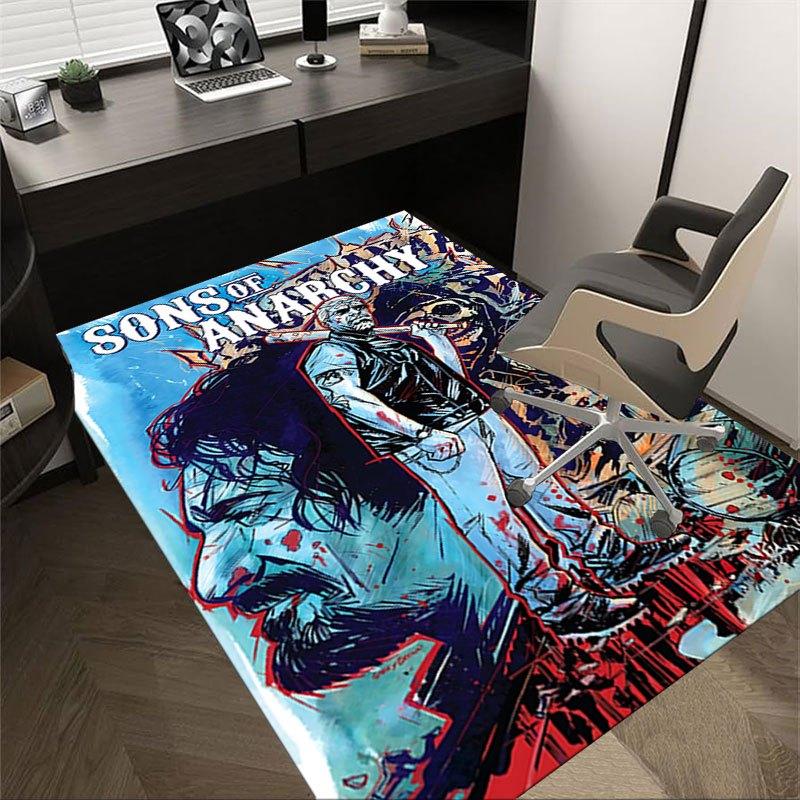 1pc Sons of Anarchy themed Office Carpet Chair Mats - durable polyester rug for home theater, office, dorm room decor - tA07