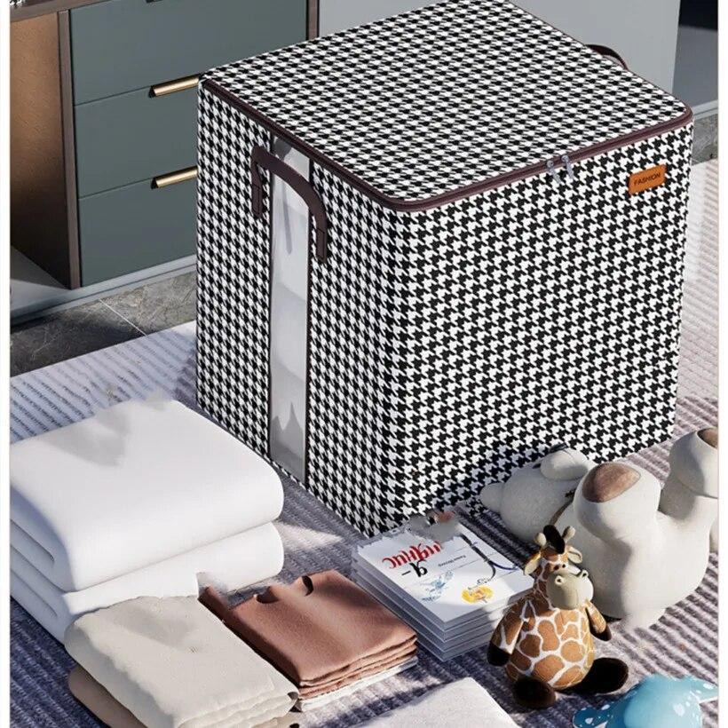 Foldable Quilt Storage Box Visiable Window Big Capacity Non-Woven Portable Clothes Organizer Baby Toys Rag Container Cases Items