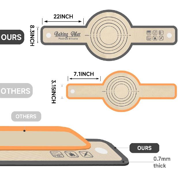 Silicone Bread Sling for Dutch Oven Baking, 2 PCS Easy Clean and Reble Sourdough Silicone Baking Mat with Long Handles, Non Stick, Easy to Transfer