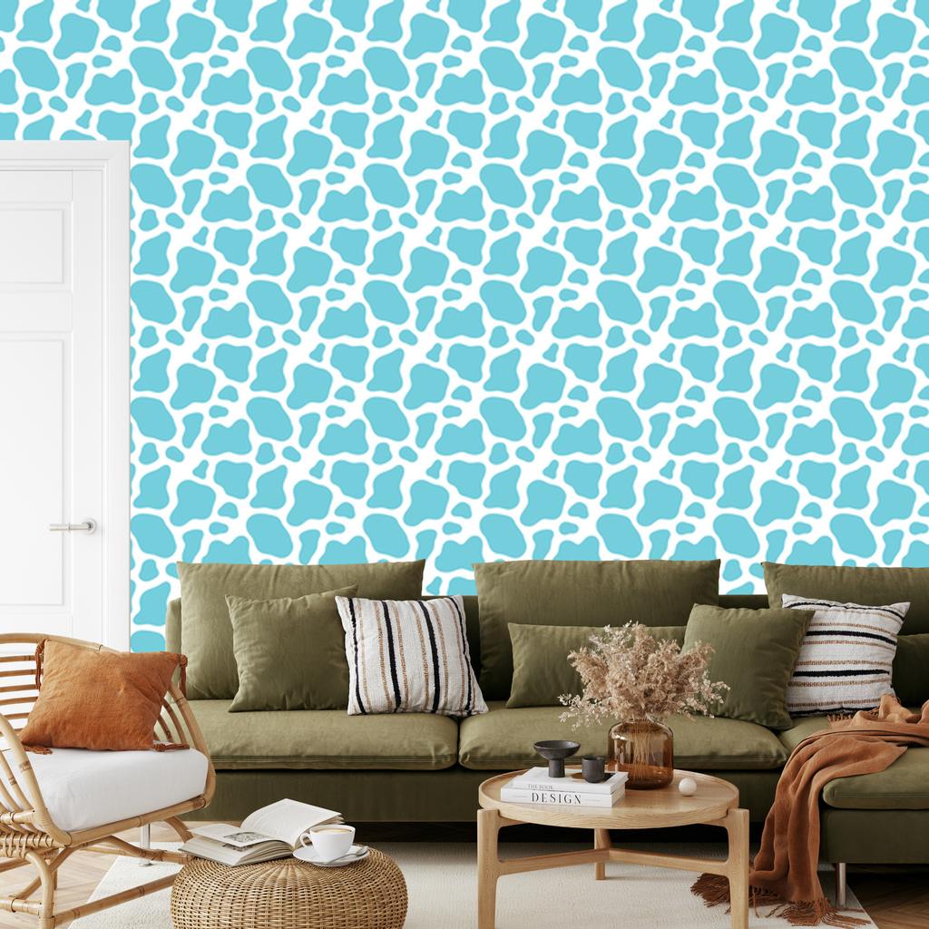 Cow Patches Wallpaper, celadon and white, celadon background 50x1000