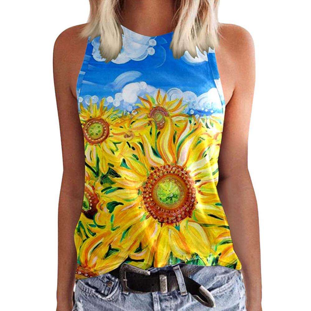 Sunflower Floral Dandelion 3D Print Tank Top New Women Streetwear Y2k Tops Oversized Vest Off Shoulder Sleeveless Woman Camisole