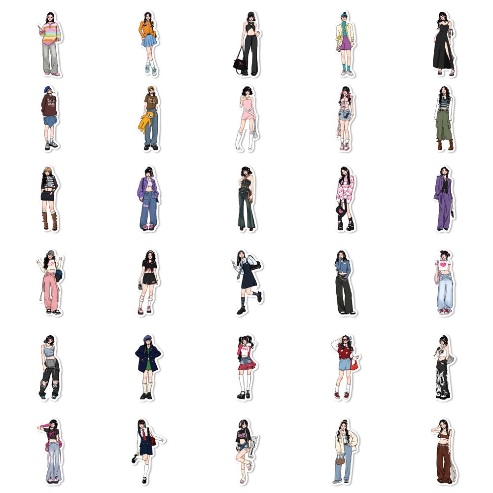 65Pcs Fashion Mocha Girl Stickers Decals Cartoon Graffiti Diy  Notebook Luggage Wall Decoration Pvc Sticker