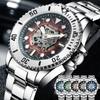 Hollow-out Skeleton Watches for Men Business Mechanical Automatic Watch Steel Luminous Hand Rotate Bezel Reloj Hombre