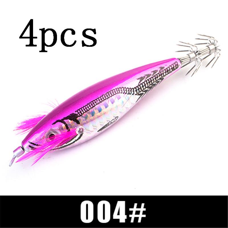 FTK 1pcs/4pcs Squid Bait Bait Shrimp Bait Swaying Luminous Squid Hook Light Fishing Tackle Fixture