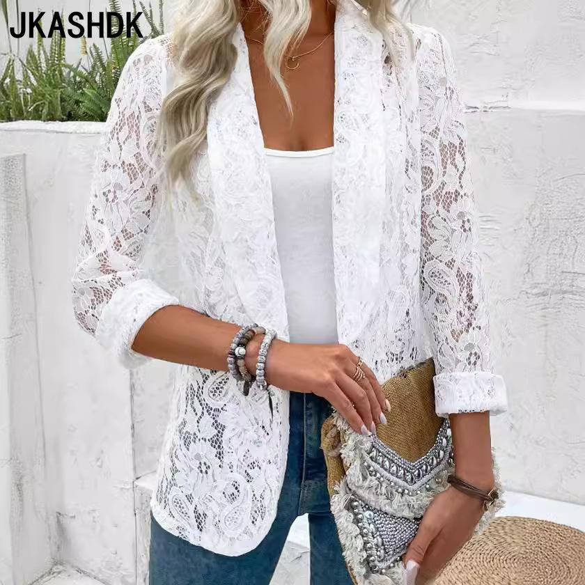JKASHDK Женские модные повседневные весенне-осенние однотонные блузки и рубашки с длинными рукавами с принтом
