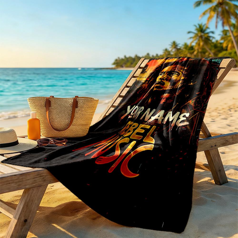 Bob Marley Customize Text Beach Towel Super Soft & Absorbent Perfect for Traveling Yoga Camping and Swimming