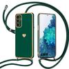 Lanyard Case - for Samsung Galaxy S20 FE - Shockproof - Adjustable Lanyard - Heart Pattern - Dark Green