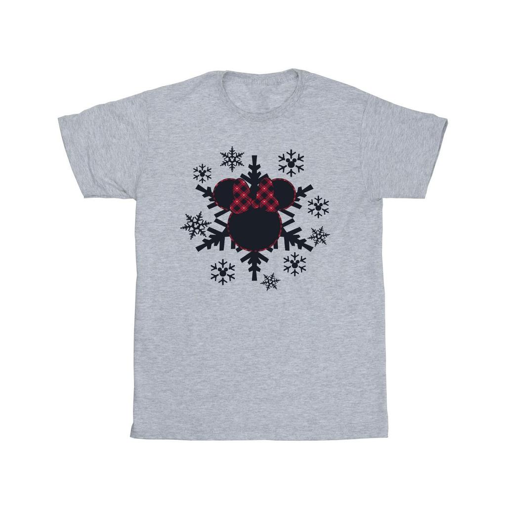 Disney Girls Minnie Mouse Gingham Snowflakes T-Shirt