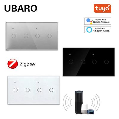 Европейский стандарт Умная стеклянная панель-выключатель Zigbee, Тип 157, Совместима с голосовым помощником Алиса и Tuya.