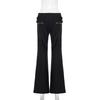 Women's Flare Pants Low Waist Slim Fit Y2K Metal Button Design Casual