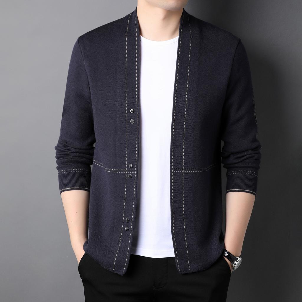 Autumn New Wool Young Men's Sweater Cardigan Wear Korean Version of The Trend Coat with Sweater