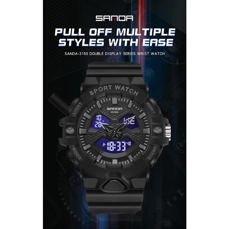SANDA New Electronic Watch Multifunctional Outdoor Sports Waterproof Men's Watch Simple Creative Watch