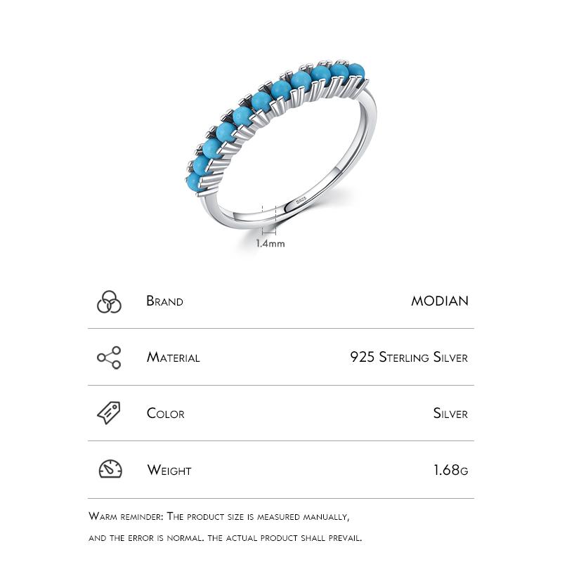 MODIAN Роскошное кольцо из стерлингового серебра 925 пробы с бирюзой, винтажное ювелирное изделие для женщин, подарок, простой модный стиль
