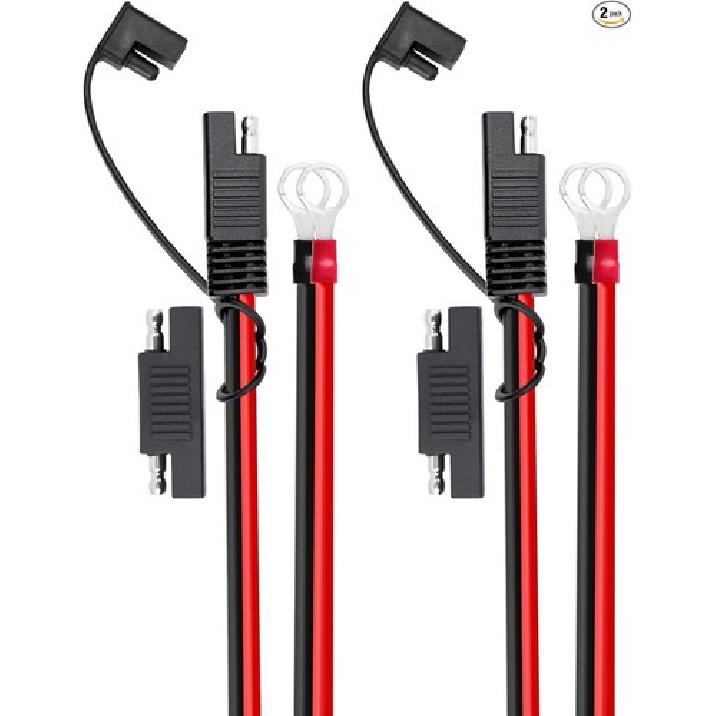 Cable Connector 18 AWG - 1 FT for Battery Chargers 2 packs (1ft) 1 Foot