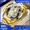OLEVS 3725 Men Original Quartz Movement Watch Skeletonized Night Light Function 30m Waterproof Sharp Style Watch For Men