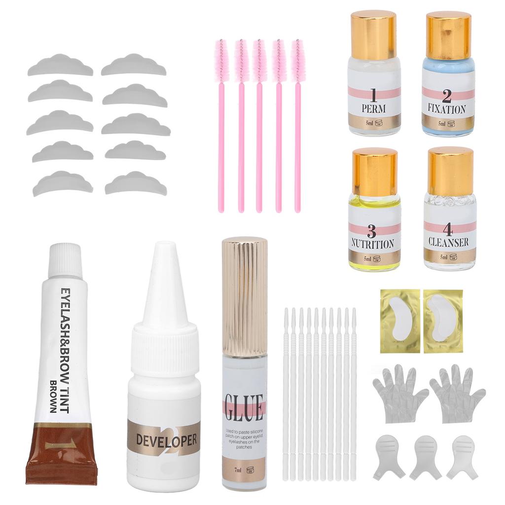 3 в 1 Нежный набор для бровей Perm Eyelash Lift Tint Kit Semi Permanent Curling Eyelash SetBrown