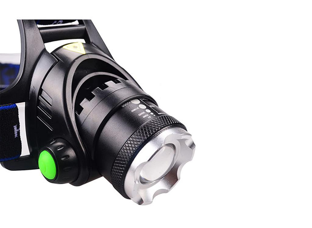 Цифровой налобный светодиодный фонарь с зумом высокой яркости, работающий от батареек, мощный,