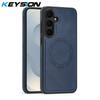 KEYSION Ретро чехол из ПУ кожи с MagSafe для Samsung Galaxy S22 S23 S24 Ultra 5G S23+ S24 FE Магнитный противоударный чехол для телефона