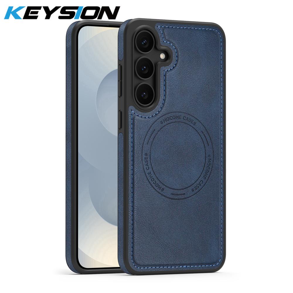 KEYSION Ретро чехол из ПУ кожи с MagSafe для Samsung Galaxy S22 S23 S24 Ultra 5G S23+ S24 FE Магнитный противоударный чехол для телефона