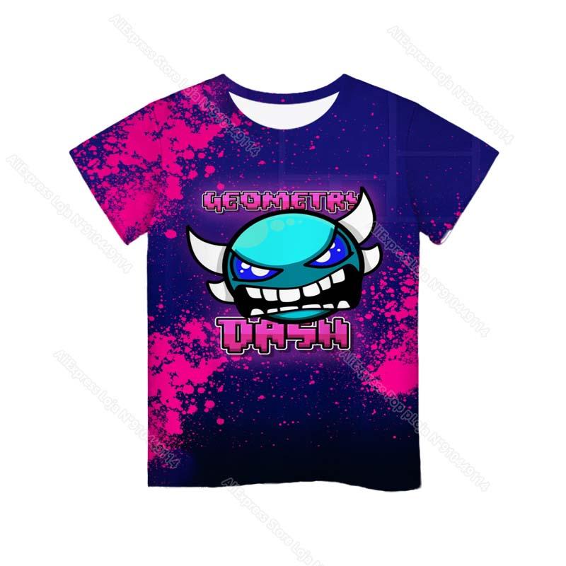 Angry Geometry Dash 3D Print T Shirts Boys Girls Cartoon Anime Tshirts Toddler Kids Game T-shirts Children Tee Tops Camiseta