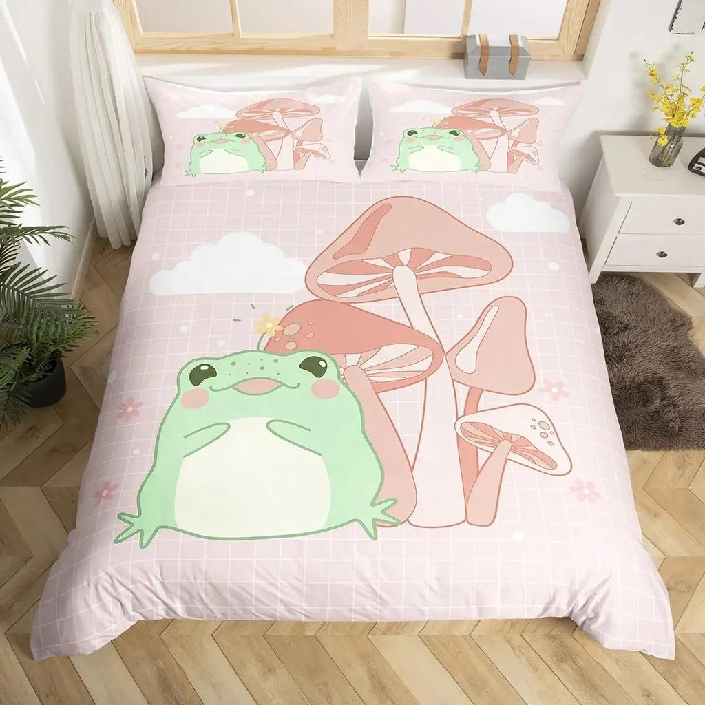 Green Tree Frog King Queen Full Duvet Cover Lovely Rain Trees Animal Bedding Set Wildlife Comforter Cover Polyester Quilt Cover