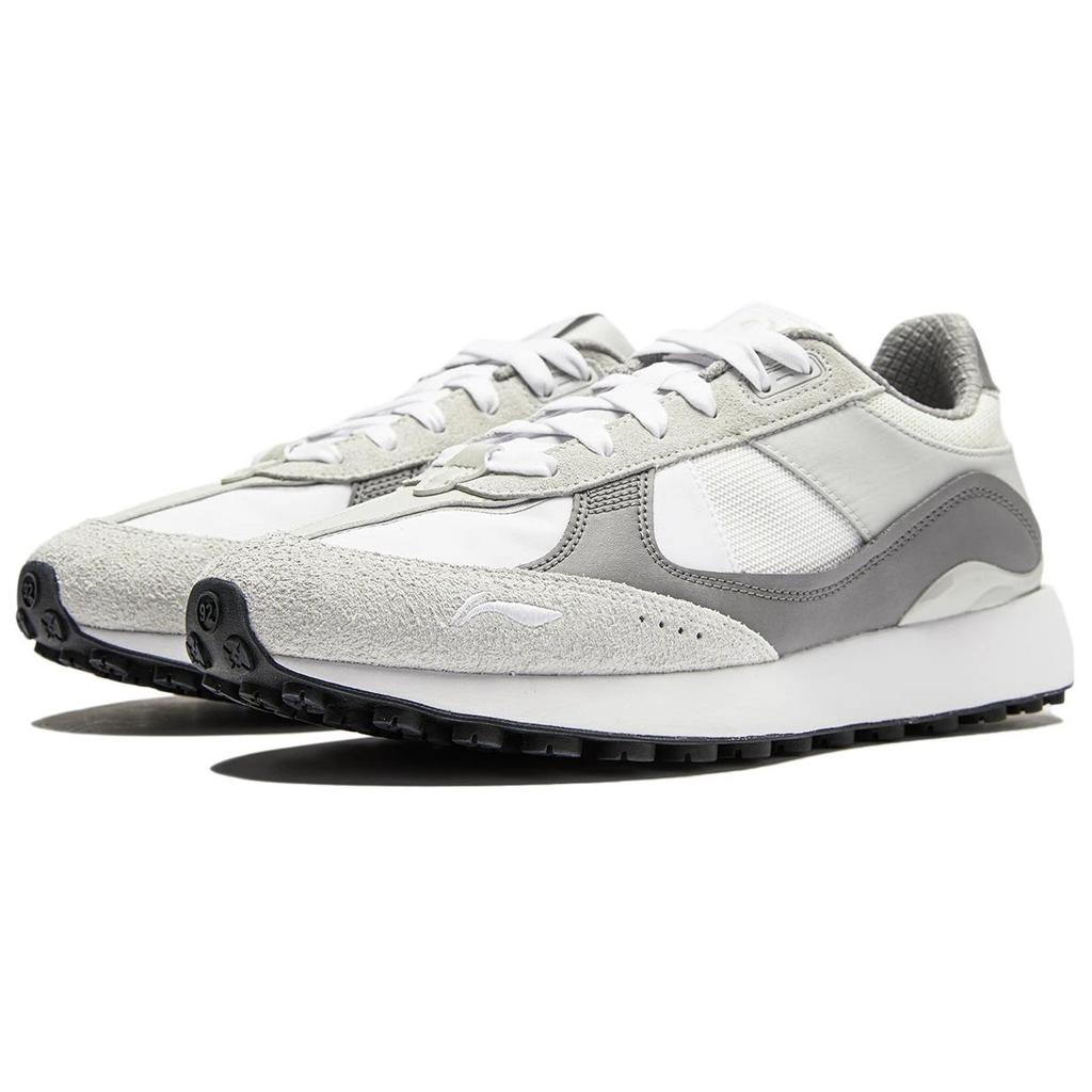 Li-Ning 70S Heritage Comfortable Classic Shock Absorption Non-Slip Low-Top Casual Shoes Men Sneaker White Gray AGCU177-3