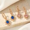 1 пара сережек-подвесок в стиле ретро розового/синего цвета с геометрическими фигурами для женщин, ювелирные изделия из кубического циркония, аксессуары для свадебной вечеринки