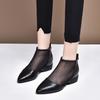 Pointed Women's Shoes 2025 Spring New European and American Style Black First-layer Cowhide Mesh Single Shoes Rear Zipper Women's Fashion Shoes
