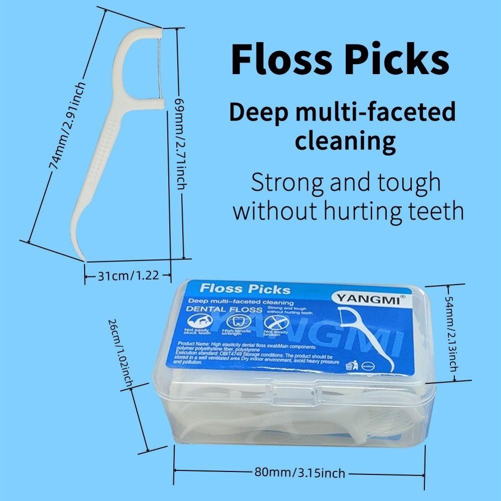 50Pcs/Box High Tensile Strength Dental Floss Carrying Case Toothpick Floss Stick Oral Hygiene Care