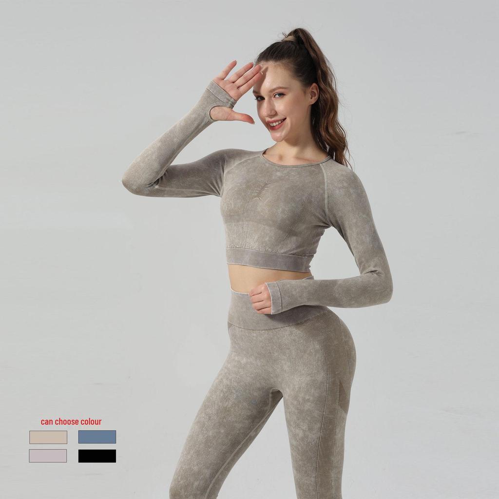 Women's High-Waist Yoga Set: Hip-Lifting Pants & Long-Sleeve Top