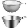 Stainless Steel Colander and Bowl Set with Handles, Perfect for Draining Rice and Other Dishes. Also Includes a Colander and Bowl. Perfect for Fruit,