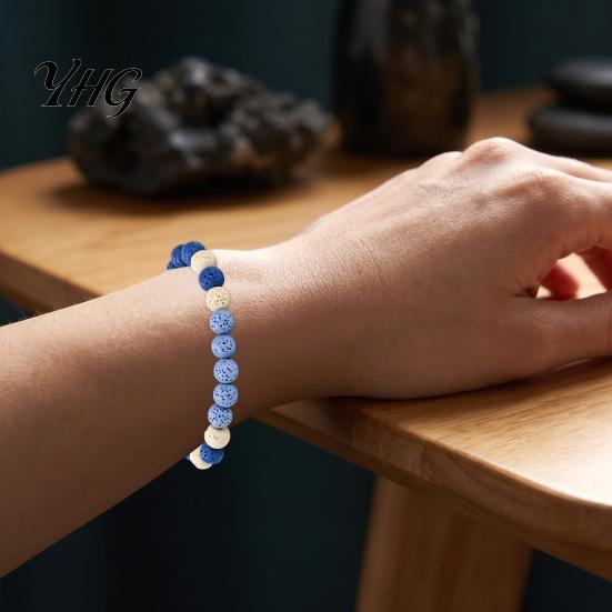 Essential Oil Diffuser Jewelry Gift Obsidian Stone Bracelet for Men Women, Colorful Rock Beads Minimalist Stackable Beaded Stretch Bracelet,