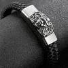 Мужской браслет в стиле панк-рок из нержавеющей стали с головой льва, 11 мм, кожаные ремешки на руки, аксессуары для мужчин, манненская повязка на руку