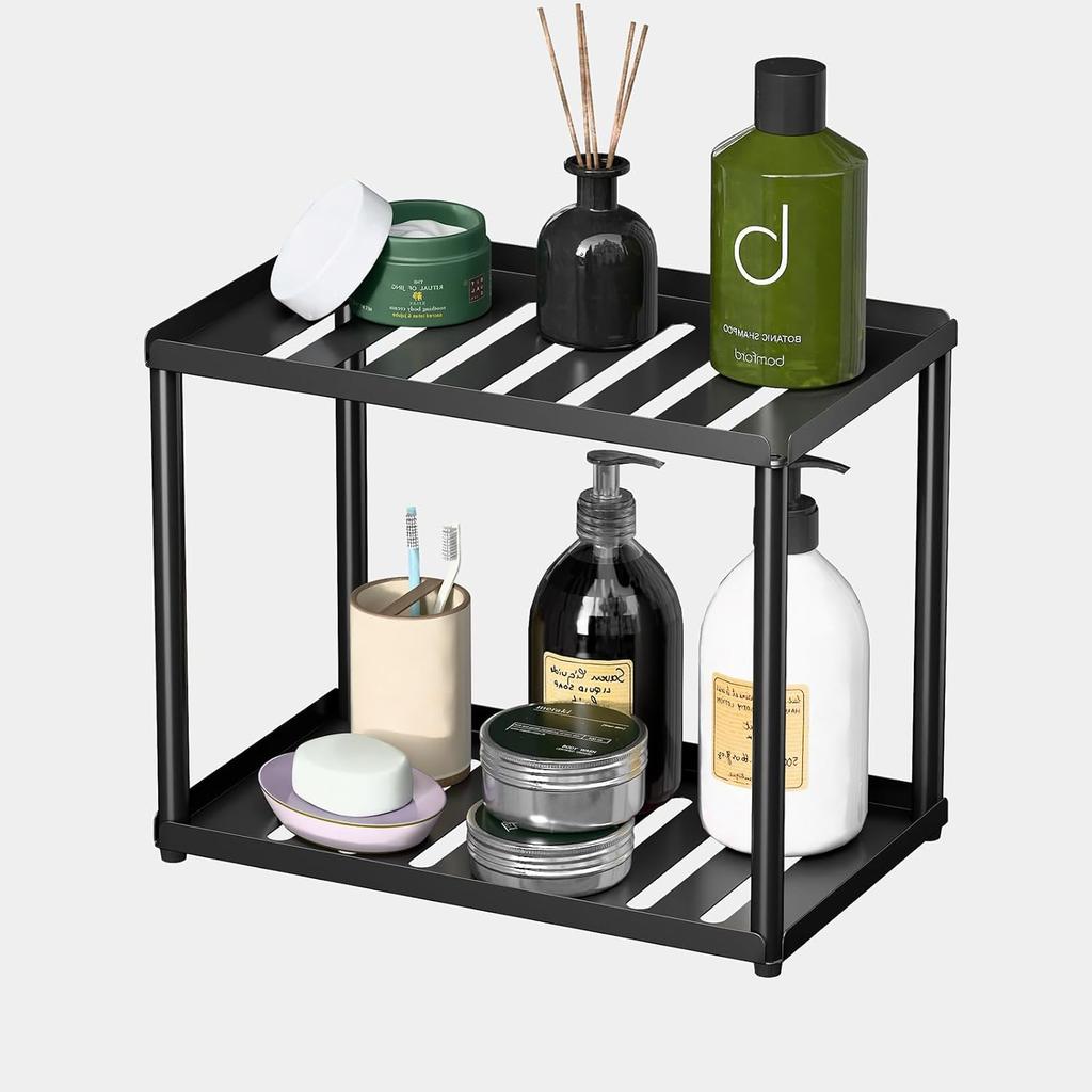 2 Tier Bathroom Counter Organizer, Rectangular Vanity Organizer Shelf, Skincare and Makeup Countertop Storage Rack for Kitchen, Bathroom, Bedroom,